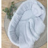 szary kosz mojżesza na drewnianym stelażu łóżeczko dla noworodka loveso 3x