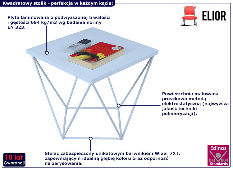 Druciany stolik kawowy Mokita 5X biały