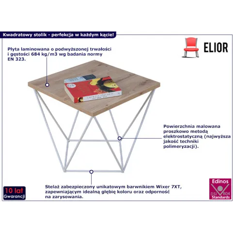 Nowoczesny stolik kawowy Galapi 5X dąb artisan biały