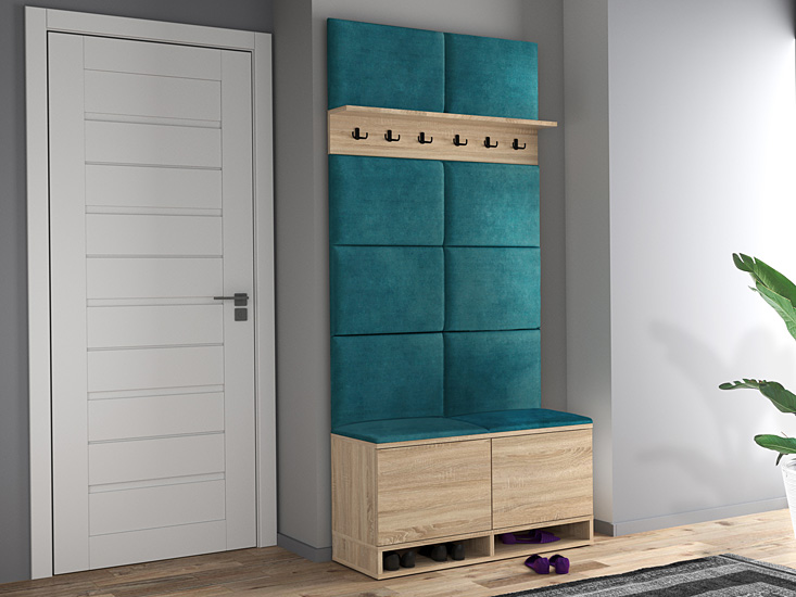 Komplet mebli do przedpokoju Somena 3X dąb sonoma+zieleń morska