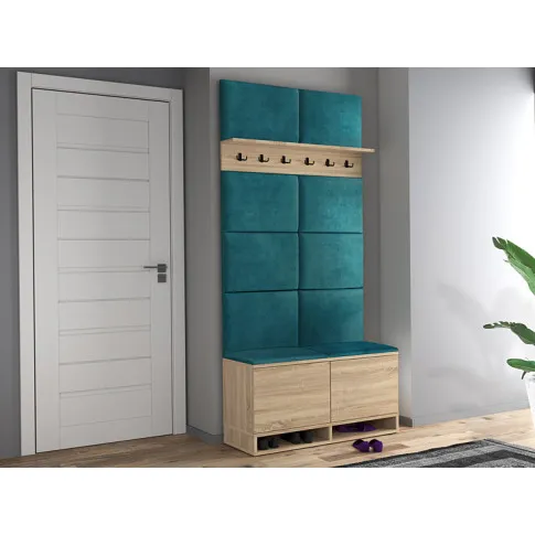 Wizualizacja wieszaka do przedpokoju Fortuna 3X dab sonoma zieleń morska