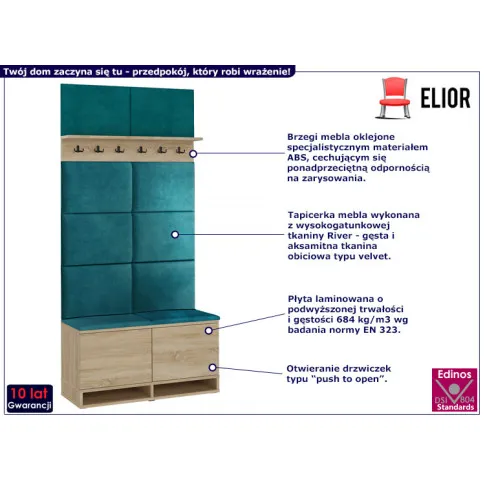 Zestaw do przedpokoju Fortuna 3X zieleń morska grafit