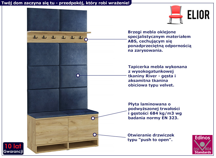 Garderoba do przedpokoju Fortuna 3X dąb craft+granat