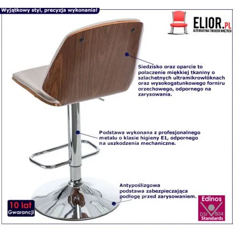 Fotografia Hoker z oparciem Ozoni - beżowy z kategorii Hokery