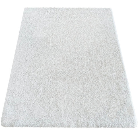 Biały puszysty dywan shaggy Mavox