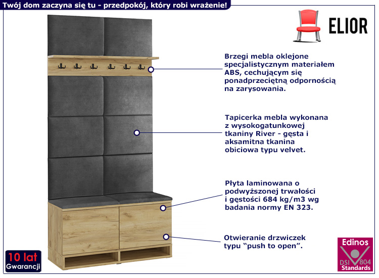 Garderoba do przedpokoju Fortuna 4X dąb craft+szary