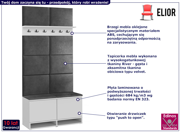 Garderoba do przedpokoju Fortuna 5X biały+szary