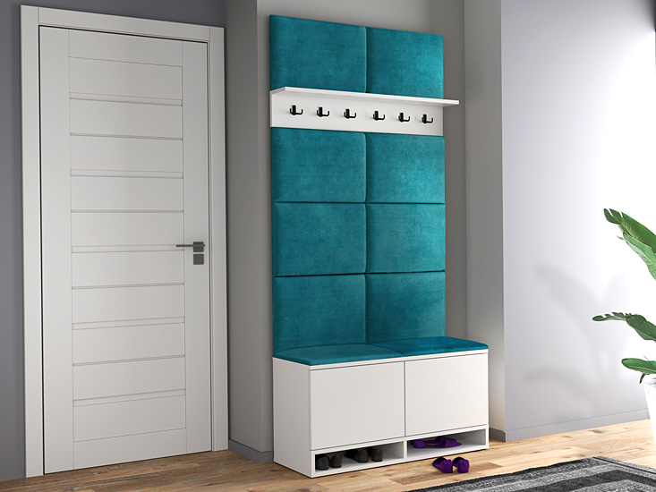 Komplet mebli do przedpokoju Somena 5X biały+zieleń morska