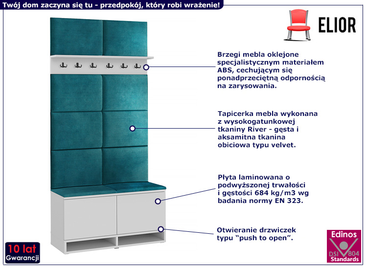 Garderoba do przedpokoju Somena 5X biały+zieleń morska