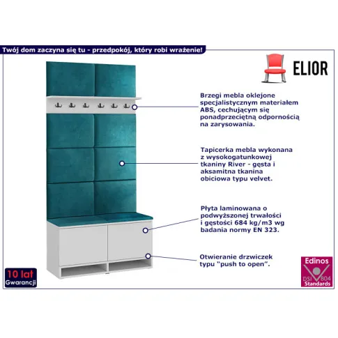 Zestaw do przedpokoju Fortuna biały zieleń morska