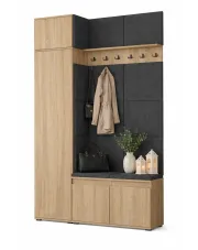 Garderoba z szafą i nadstawką do przedpokoju dąb sonoma + szary - Linez 3X w sklepie Edinos.pl