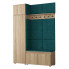 Garderoba z welurowym panelem ściennym dąb sonoma + butelkowa zieleń - Prufis 3X