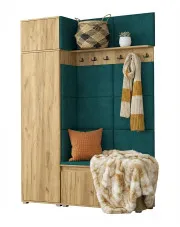 Szafa z siedziskiem tapicerowanym Linez 4X - garderoba dąb craft w sklepie Edinos.pl