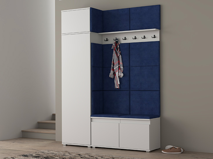 Komplet mebli do przedpokoju Linez 5X biały+granat