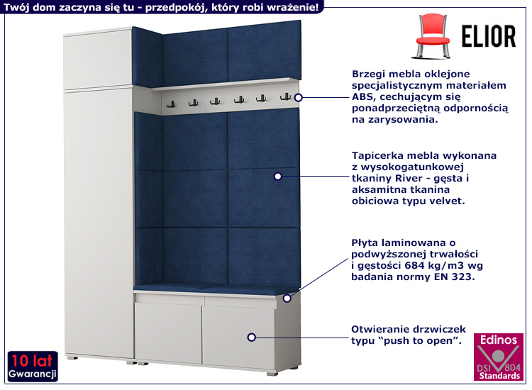 Garderoba do przedpokoju Linez 5X biały+granat