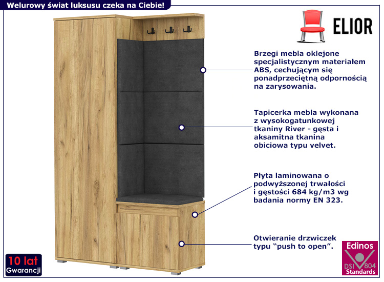 Garderoba do przedpokoju Fazo 4X dąb craft+szary