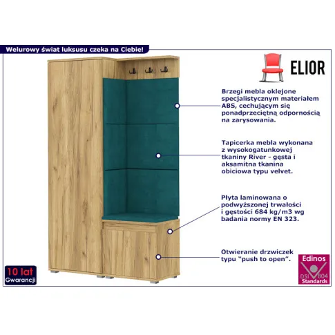 Zestaw do przedpokoju Furol 4X dąb craft zieleń butelkowa