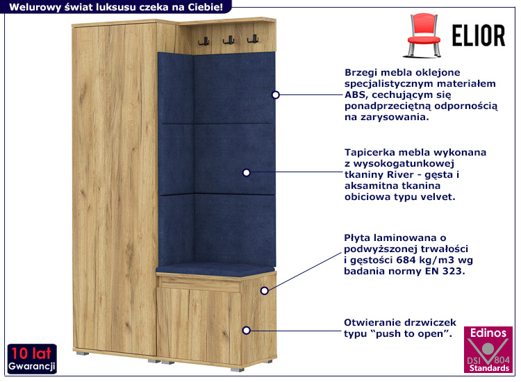Garderoba do przedpokoju Lirena 4X dąb craft+granat