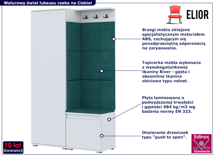 Garderoba do przedpokoju Furol 5X biały+zielony