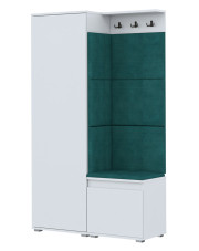 Szafa z siedziskiem tapicerowanym biały + zielony - Furol 5X w sklepie Edinos.pl