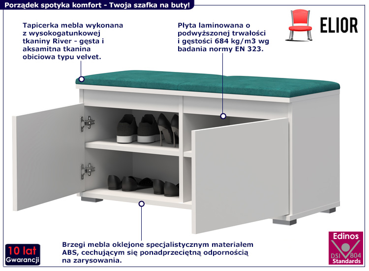 Szafka na buty Noria 5X biały+zielony