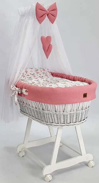 Zestaw dla niemowlaka kosz Mojżesza z baldachimem różowy Notiso 6X