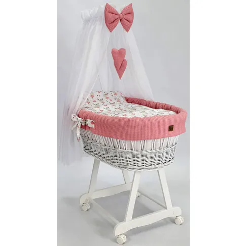 łóżeczko niemowlęce z baldachimem na rolkach różowe loveso 6x