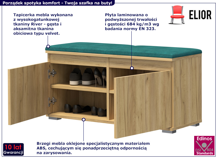 Szafka na buty Risix 4X dąb craft+zielony