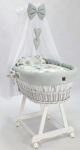 Zestaw dla niemowlaka kosz Mojżesza z baldachimem szary Notiso 6X