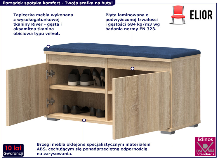 Szafka na buty Risix 3X dąb sonoma+granat