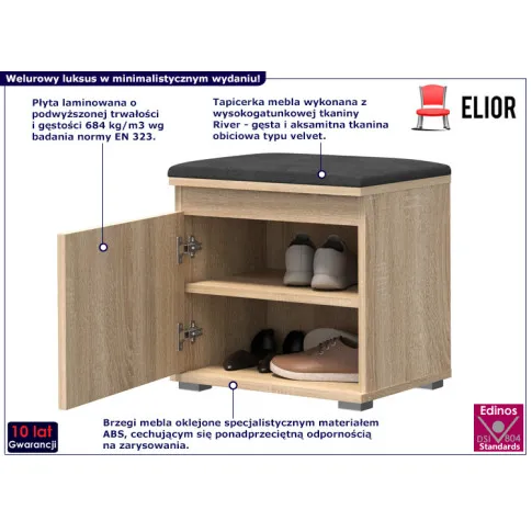 Minimalistyczna szafka na buty Ekori 3X dąb sonoma szary