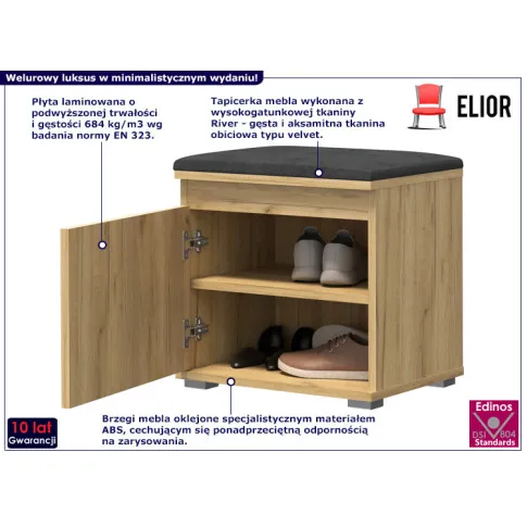 Minimalistyczna szafka na buty Ekori 4X dąb craft szary