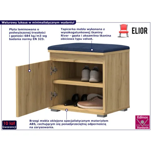 Minimalistyczna szafka na buty Ekori 4X dąb craft granat