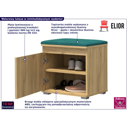 Minimalistyczna szafka na buty Ekori 4X dąb craft zielony