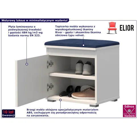 Minimalistyczna szafka na buty Ekori 5X biały granat