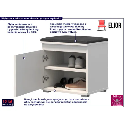 Minimalistyczna szafka na buty Ekori 5X biały szary