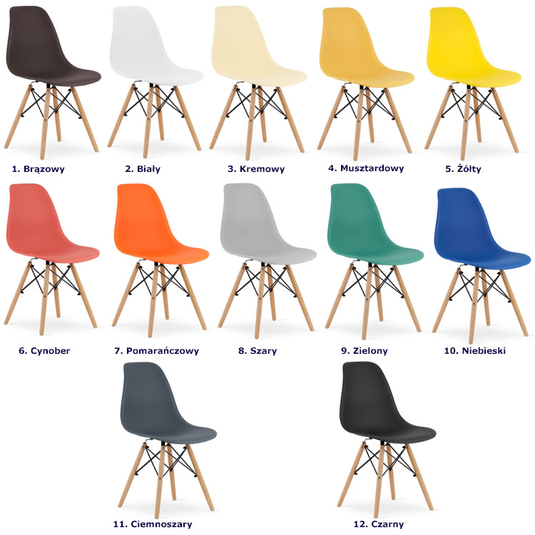 Kolory krzeseł do wyboru w zestawie Osato 3X