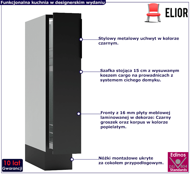 Dolna szafka kuchenna z koszem cargo Carbon 3X