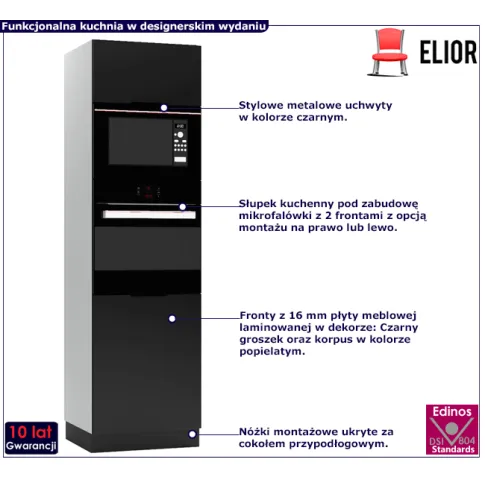 Kuchenny słupek do zabudowy mikrofalówki Carbon 11X