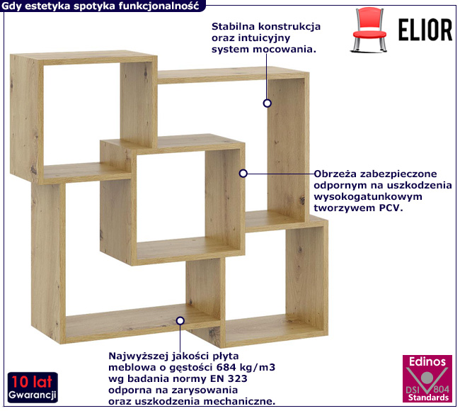 Nowoczesna półka ścienna dąb artisan Erick