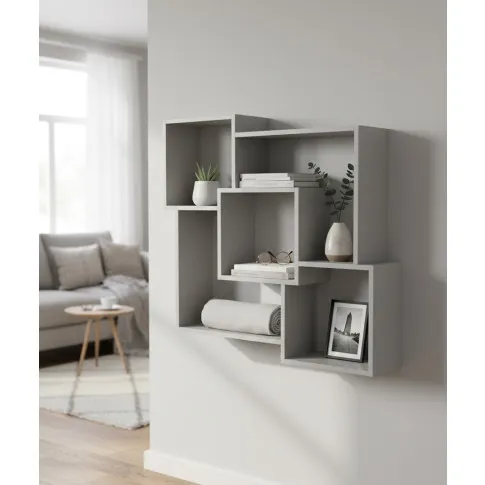 Szara minimalistyczna półka ścienna   Erick
