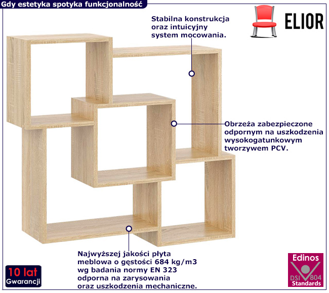 Nowoczesna półka ścienna Erick dąb sonoma