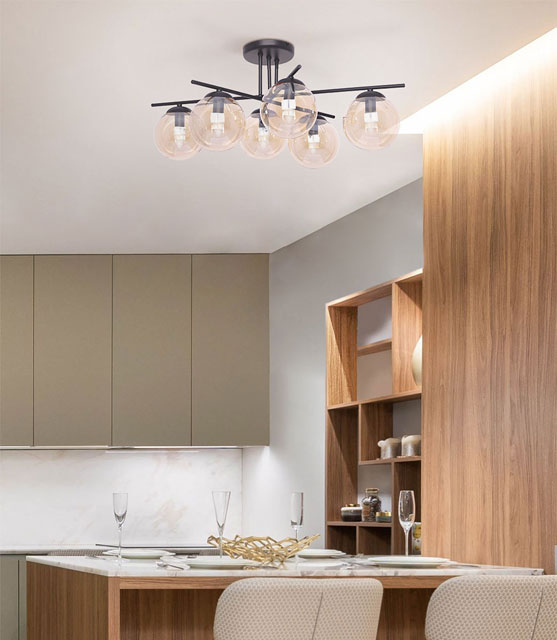 Lampa sufitowa z 6 bursztynowymi kloszami A218-Ryen