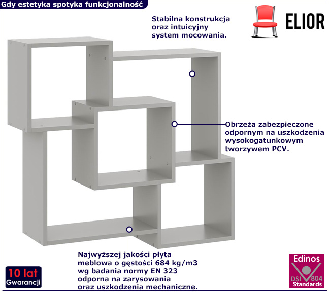 Nowoczesna szara półka ścienna Erick