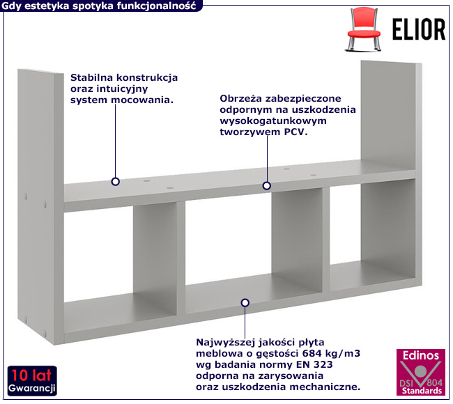 Szara wisząca półka Danson