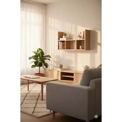 Minimalistyczna półka wisząca w kolorze buk   Danson