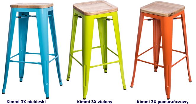 Industrialne hokery Kimmi 3X - jesion