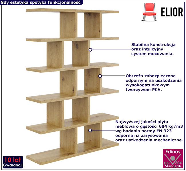 Półka na książki Adelo dąb artisan