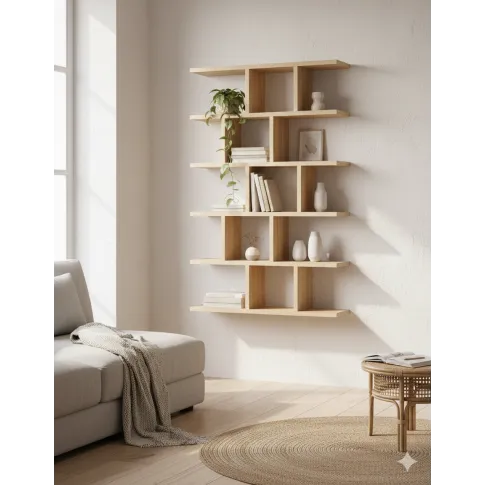 Minimalistyczny regał wiszący lub stojący dąb sonoma   Adelo