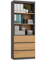 Regał z szufladami i półkami antracyt + dąb artisan - Polo w sklepie Edinos.pl
